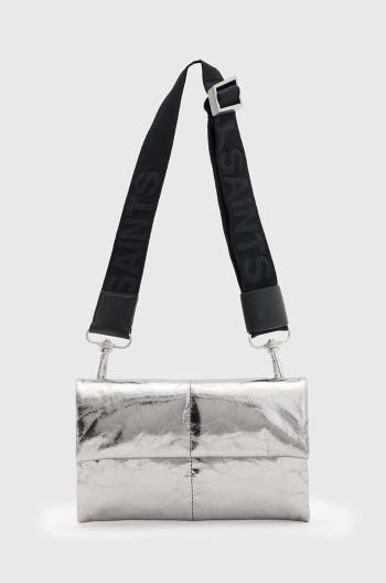 Kožená kabelka AllSaints EZRA QUILT CROSSBODY stříbrná barva, W308XB