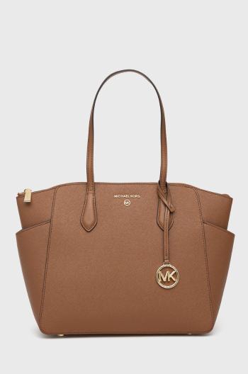 Kožená kabelka MICHAEL Michael Kors hnědá barva