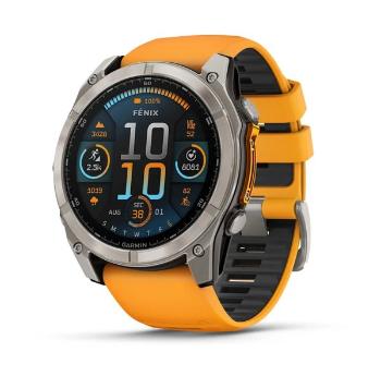 Garmin Fenix® 8 – 51 mm, AMOLED Sapphire, Titanium s Orange/Graphite silikonovým řemínkem 010-02905-11