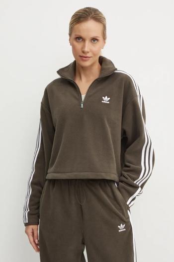 Mikina adidas Originals Polarf Half Zip dámská, zelená barva, s aplikací, IW3164