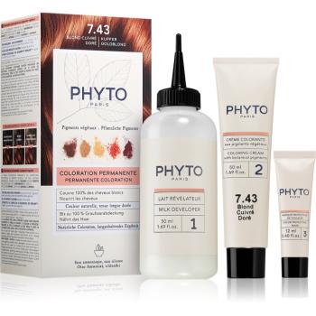 Phyto Color barva na vlasy s rostlinnými extrakty odstín 7.43 Copper Golden Blonde 3 ks