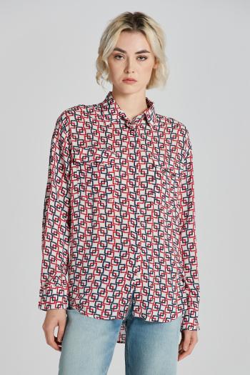 HALENKA GANT REL GEOMETRIC PRINT SHIRT CREAM