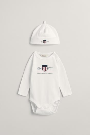 DĚTSKÝ SET GANT ARCHIVE SHIELD BODY AND BEANIE WHITE