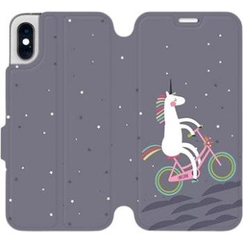 Flipové pouzdro na mobil Apple iPhone XS - V024P Jednorožec na kole (5903226468836)