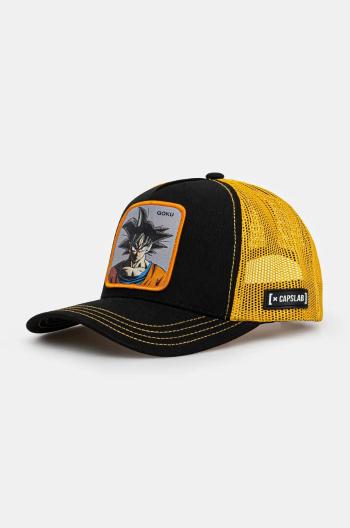 Dětská baseballová čepice Capslab Dragon Ball Capslab Trucker žlutá barva, s aplikací, CL.DBZ.3.GOKB