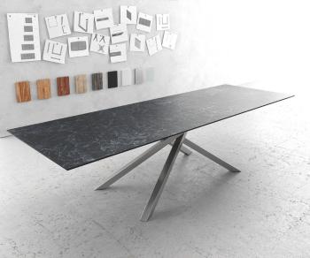 Jídelní stůl Edge 300x100cm Laminam® keramika šedá křížová podnož