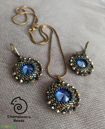 "Royal Blue Mandala" fülbevaló és nyaklánc
