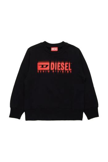 Detská bavlnená mikina Diesel SGINNL8 OVER SWEAT-SHIRT čierna farba, s potlačou, J02040