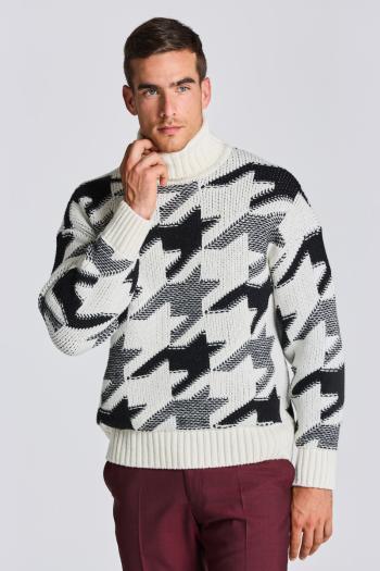 ROLÁK GANT D1. HOUNDSTOOTH ROLLNECK CREAM