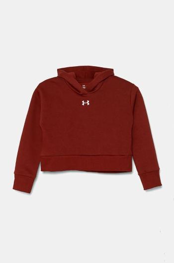 Dětská mikina Under Armour UA Rival Fleece Crop vínová barva, s kapucí, melanžová