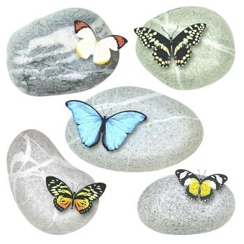 Samolepicí dekorace Butterflies on Stones, 30 x 30 cm