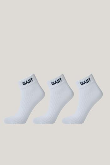 PONOŽKY GANT LOGO ANKLE SOCKS 3-PACK WHITE