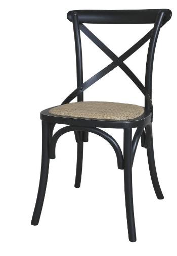 Černá dřevěná židle s ratanovým výpletem Old French chair - 55*51*89cm  41067824