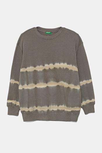 Detská bavlnená mikina United Colors of Benetton šedá farba, vzorovaná, 3WITC10N6