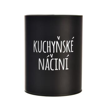 Kulatá plechová dóza KUCHYŇSKÉ NÁČINÍ Black