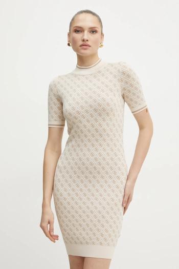 Šaty Guess béžová farba, mini, priliehavé