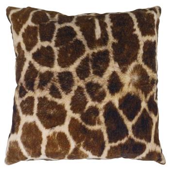 Hnědý sametový polšář s dekorem žirafy Jungle Giraffe - 45*45*15cm MRKSFJGP