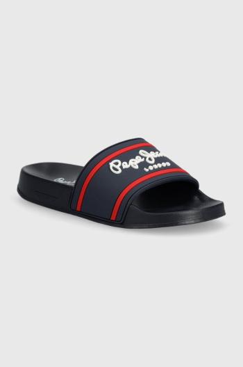 Pantofle Pepe Jeans SLIDER LOGO B tmavomodrá barva