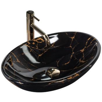 REA Umyvadlo na desku Pamela Black Marble Shiny REA-U5067