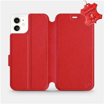 Flip pouzdro na mobil Apple iPhone 11 - Červené - kožené -   Red Leather (5903226976355)