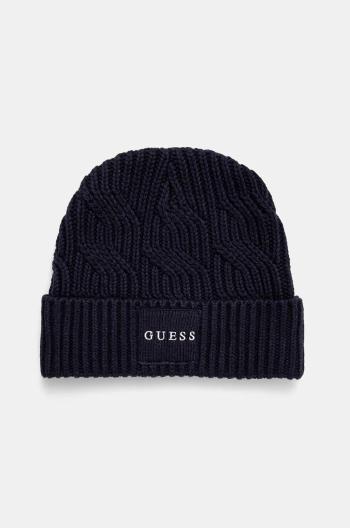 Čepice z vlněné směsi Guess CABLE BEANIE tmavomodrá barva, z husté pleteniny, M4BZ10.Z3HD1