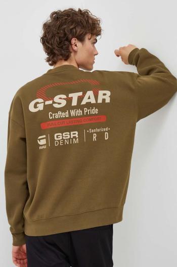 Mikina G-Star Raw pánská, zelená barva, hladká