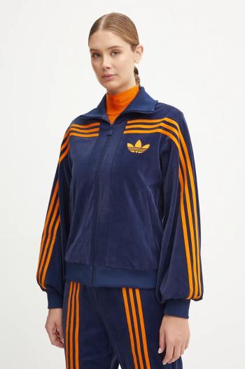 Velurová mikina adidas Originals 70s Velour Tracktop tmavomodrá barva, s aplikací, JN8287