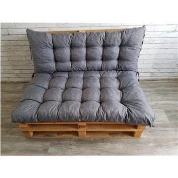 Paletové prošívané sezení PIETRO SET - sedák 120x80 cm, opěrka 120x40 cm, barva šedá, Mybesthome (550_GREY_1-1)