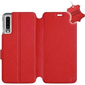 Flip pouzdro na mobil Samsung Galaxy A7 2018 - Červené - kožené -   Red Leather (5903226500888)