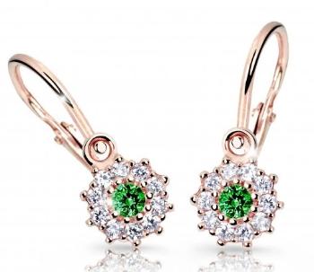 Cutie Jewellery Dětské náušnice z růžového zlata C2749-10-X-4 zelená