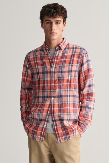 KOŠILE GANT REG LINEN MADRAS SHIRT PEACHY PINK