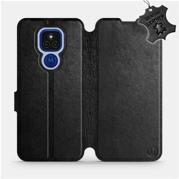 Kožené flip pouzdro na mobil Motorola Moto E7 Plus - Černé - Black Leather (5903516384358)