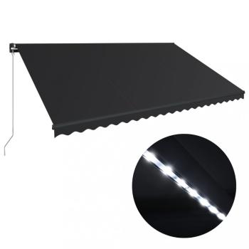 Ručně zatahovací markýza s LED světlem 500x300 cm Dekorhome Antracit