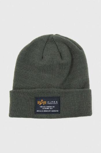 Čepice Alpha Industries Crew Beanie zelená barva, z tenké pleteniny, 128924.257-green