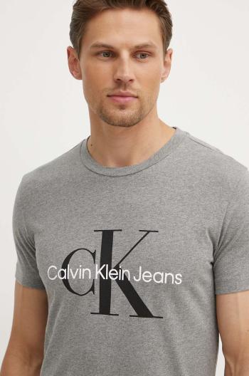 Bavlněné tričko Calvin Klein Jeans šedá barva, s potiskem, J30J320935