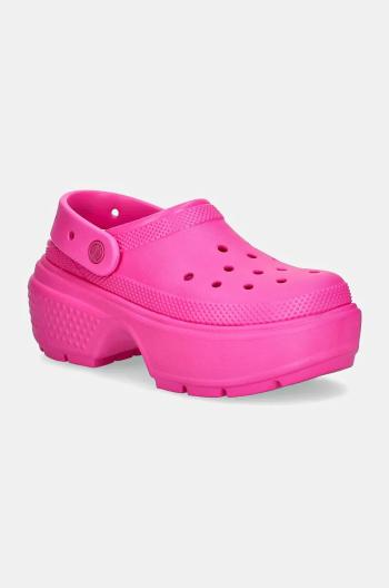 Pantofle Crocs Stomp Clog dámské, růžová barva, na platformě, 209347