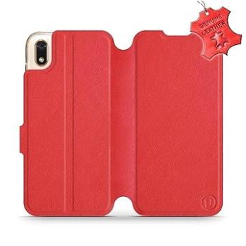 Flip pouzdro na mobil Huawei Y5 2019 - Červené - kožené -   Red Leather (5903226920617)