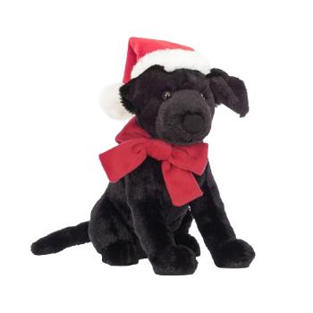 Jellycat Pes labrador Black s vánoční čepičkou 22 cm