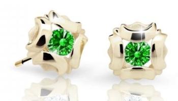 Cutie Jewellery Slušivé dětské náušnice ze žlutého zlata C2216-30-X-1 zelená