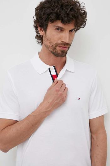 Bavlněné polo tričko Tommy Hilfiger bílá barva