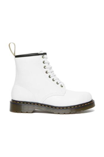 Nízké kozačky Dr. Martens 1460 Vegan dámské, bílá barva, na plochém podpatku, DM27213113