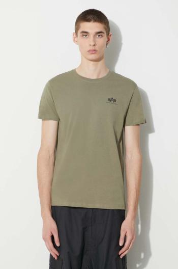 Bavlněné tričko Alpha Industries Basic T Small Logo zelená barva, 188505.11