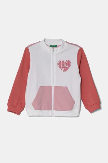 Detská bavlnená mikina United Colors of Benetton biela farba, vzorovaná, 3J70G503N