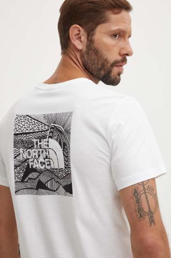 Bavlněné tričko The North Face M S/S Redbox Celebration Tee bílá barva, s potiskem, NF0A87NVFN41