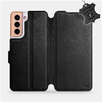 Flip pouzdro na mobil Samsung Galaxy S21 5G - Černé - kožené - Black Leather (5903516616992)