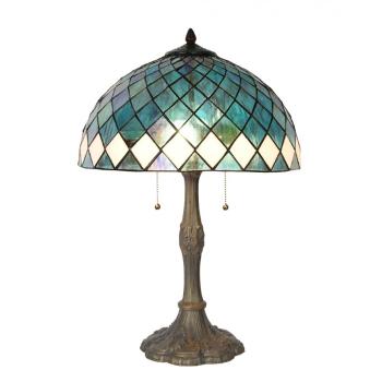 Modrá stolní lampa Tiffany Blue Ocean  - Ø 40*61cm 5LL-6347