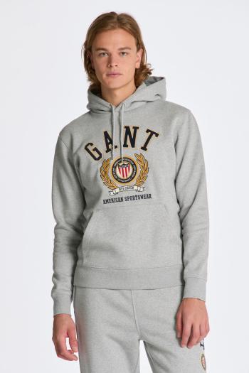 MIKINA GANT CREST SWEAT HOODIE GREY MELANGE