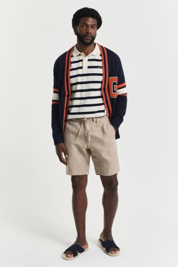 ŠORTKY GANT REL LINEN PINSTRIPE DS SHORTS CONCRETE BEIGE