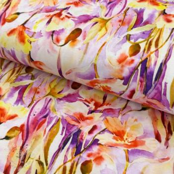 Úplet VISCOSE LYCRA HEAVY Bright botanical design C digital print