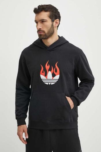 Bavlněná mikina adidas Originals pánská, černá barva, s kapucí, s aplikací, IS0208